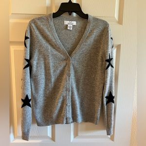 Magaschoni 100% Cashmere Sweater Cardigan with Star Print